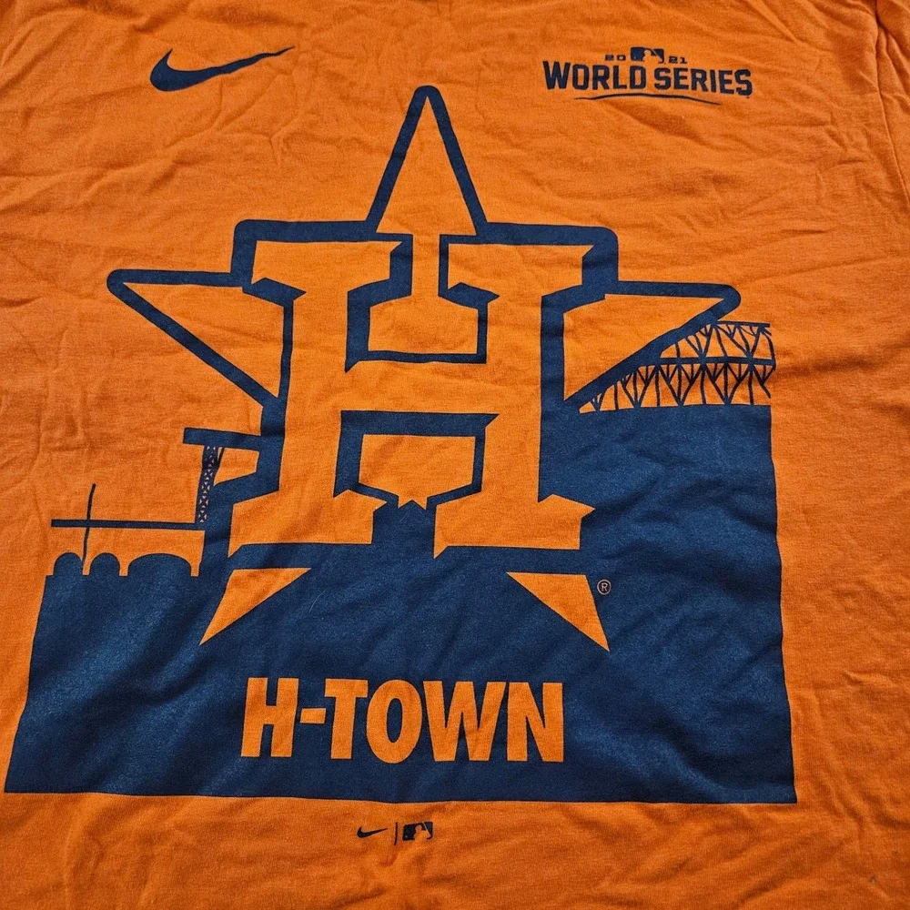 Nike Houston Astros MLB‎ World Series T Shirt Orange Navy Men's Medium
